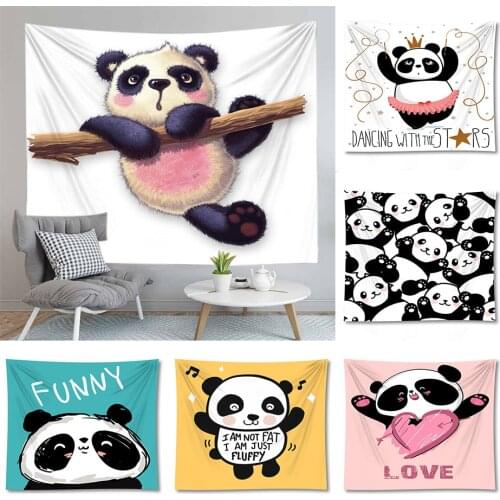 4 Sizes Cute Panda Tapestry 3d Printed Wall Hanging Beach Towel Sleeping Blanket Yoga Mat Bedspread Cartoon Home Decor