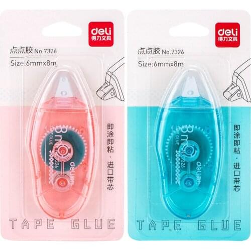 DELI 7326 Adhesive Roller Tape Glue 6mm*8m Student Double Sided Tape Strong StickySchool Office Stationery