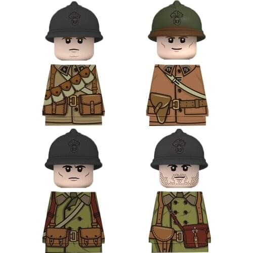 Kids Toys WW2 France Army Soldiers Mini Military Figures Building Blocks Guns Weapon Accessories Bricks Toys For Boys Gifts
