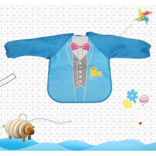 Cartoon Baby Bibs Colorful Long Sleeve Apron Waterproof Toddler Feeding Bibs Burp Cloths Children Painting Clothes Baby Bibs