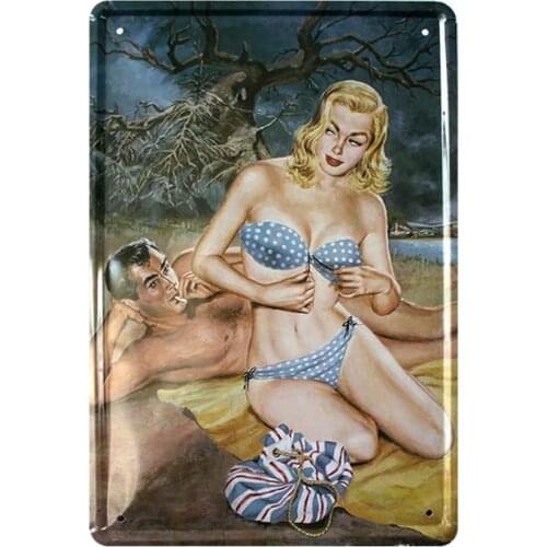 EICOCO Sexy Girl pin-up (20x30cm) Retro Metal Tin Vintage Wall Art Sign