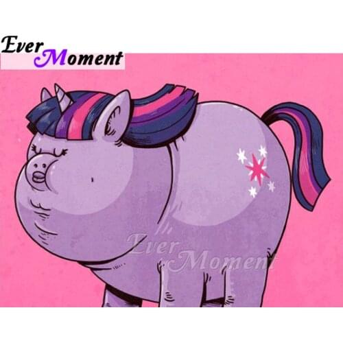 Ever Moment Diamond Painting 5D DIY Pig Cute Unicorn Handmade Decoration Diamond Embroidery Full Square Drill Rhinestone ASF1555