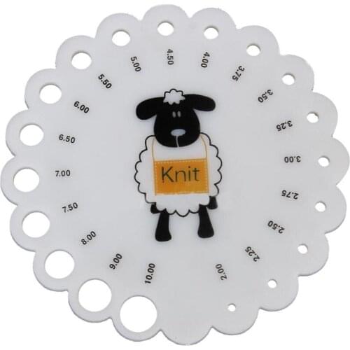 Sheep Knitting Needle Gauge Round Sizes 2 mm -10 mm Measure Rule Knitting Needle Gauge Tool Accessory