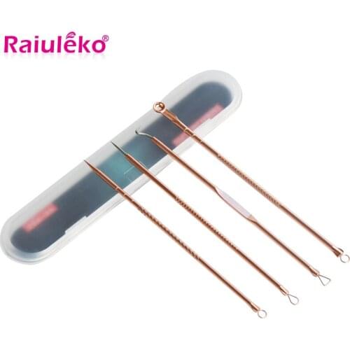 4 Pcs/Set Acne Blackhead Removal Needles Pimple Blemish Extractor Tool Skin Care Facial Vacuum Black Head Remover Spoon For Face