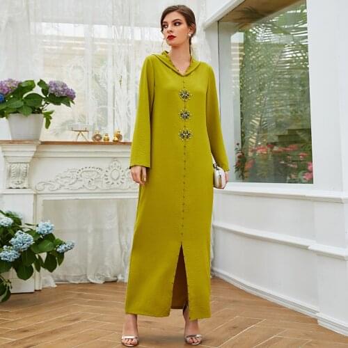 Kaftan Abaya Dubai Turkey Muslim Hijab Dress female Abaya Caftan Saudi Turkish Islamic Clothing Robe Djellaba Femme Muslim F1050