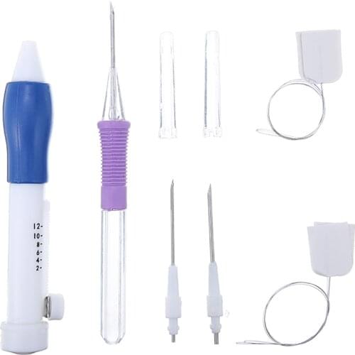 Embroidery Pen Kit 3 Size Crafts Stitching Punch Needle Hoops Threads Stitching Sewing Tools With Storage Box For Beginner