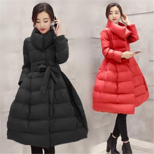 2020 NEW Womens Coat Winter Down Jackets Women Black Long Coat Silm Warm Parkas Outerwear Womens Clothing X979