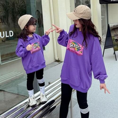 Family Matching Outfits Mommy and Me Clothing Autumn Leisure Sport Sweater Suit Leggings 2021 Jacket With Hat Kids Clothes Girls
