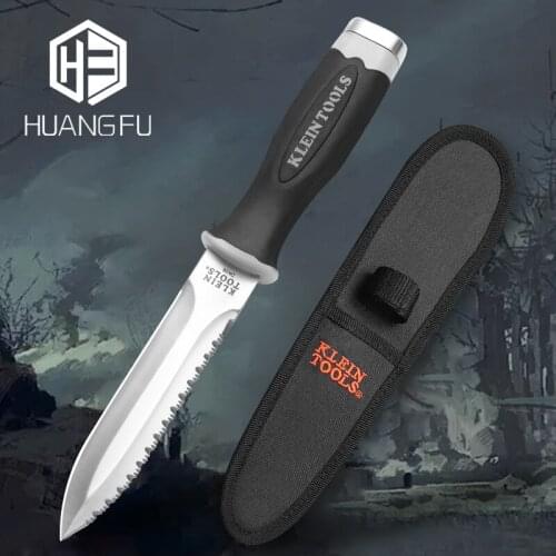 Serrated Fixed Blade Hunting Knife Tactical Camping Military Knife with Sheath Wild Survival Knife EDC Tool for Dad, Husband