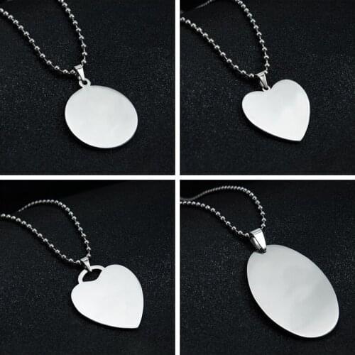 10 pcs/Lot Blank Heart Shape Stainless Steel Mirror Polish Oval Pendant DIY for Engraved Necklaces Keychains Bracelet