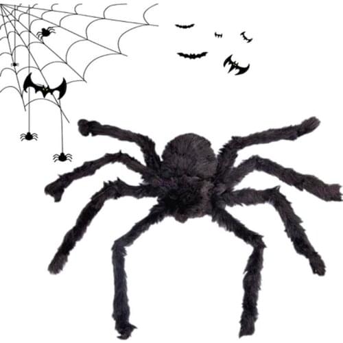 1.5m Plush Black Party Spider Halloween Bendable Prop Terror Haunted House Bar Tricky Toy Garden Decorative Accessories