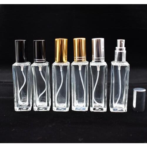 50pcs 15ML New Transparent Square Perfume Bottle Glass Empty Spray Bottle F2461