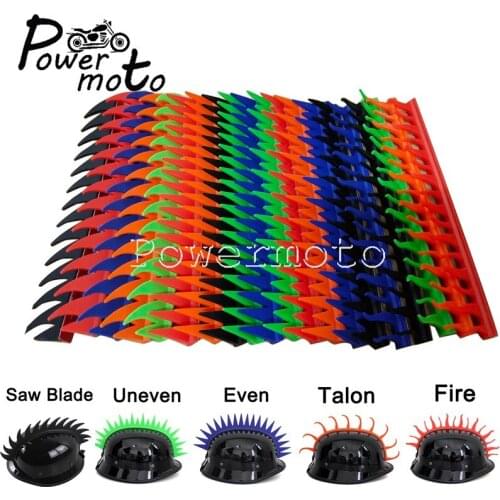 Helmet Mohawk Motorcycle Biker Sawblade Uneven Even Fire Talon MX Dirt Bike Mohawk Rubber Sticker Strip Spike