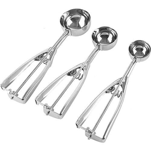 Stainless steel spoon kitchen ice cream mashed potatoes watermelon jelly yogurt cookies spring handle scoop kitchen accessories