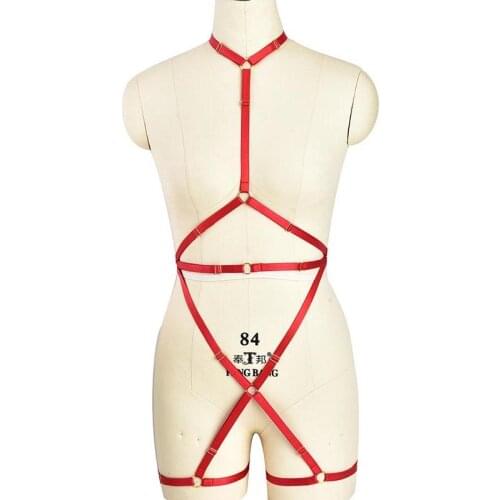 Sexy Red Body Harness Belt Women Fetish Harness Bodysuit Harajuku Pole Dance Bondage Lingerie Fetish Body Cage Bra Suspenders