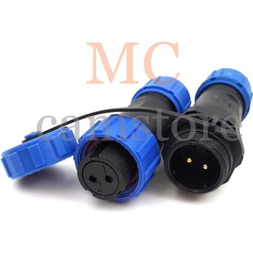 SP13 2pin Waterproof Aviation Connector, IP68 Plug-female and socket-male 2 wire solder connectors, cable to cable outdoor