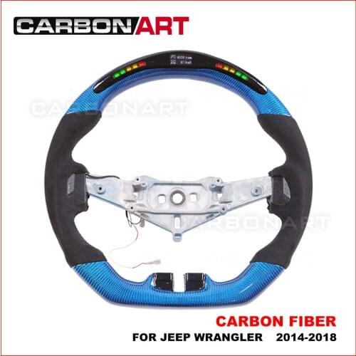 LED Carbon Fiber Flat Bottom Special Customized Steering Wheel for jeep wran-gler replacement real carbon fiber steering wheel