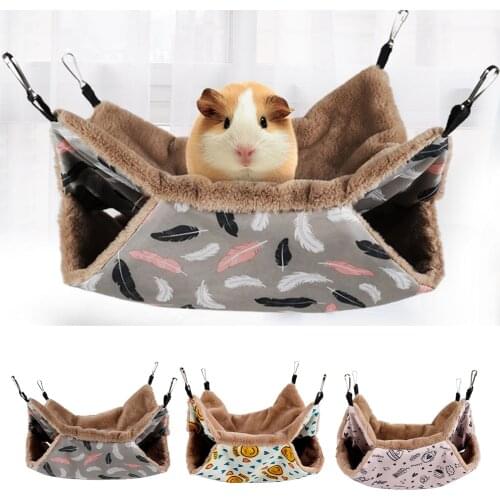 Warm Hamster Hammock Hanging Bed House Winter Small Animal Squirrel Guinea Pig Double-layer Plush Cotton Nest Pet Supplies