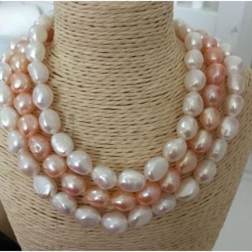 Triple strands 12-13mm south sea multicolor pearl necklace 18"19"20"