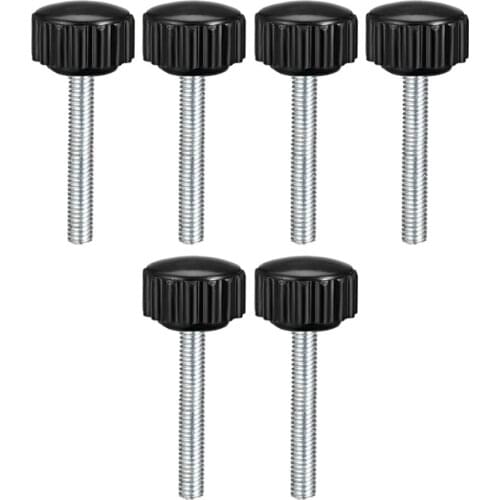 Uxcell New Arrival 6pcs M4 M5 M6 Male Thread Knurled Clamping Knobs Mechanical Equipment Grip Thumb Screw on Type Bakelite Metal