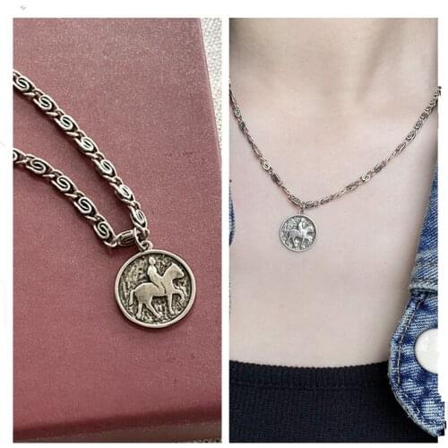 Vintage Relief Portrait Pendant Necklace For Women Jewelry Trendy Silver 925 Sterling Necklace Female Party Accessories Female