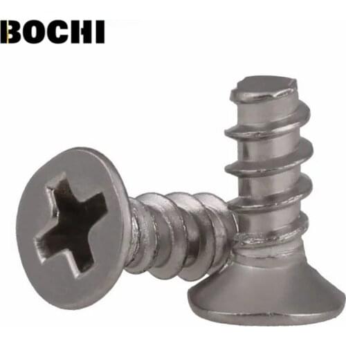 GB/T 50pcs 304 Standard stainless steel countersunk head flat head self tapping flat tail screws M2 M2.2 M2.6 M3 M4 screws