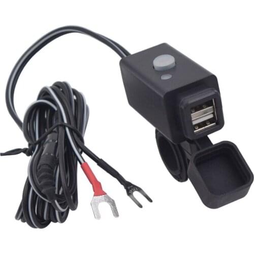 Dual USB Port 12V-24V Waterproof Motorbike Motorcycle Handlebar Charger Adapter Power Supply Socket For Phone GPS MP4
