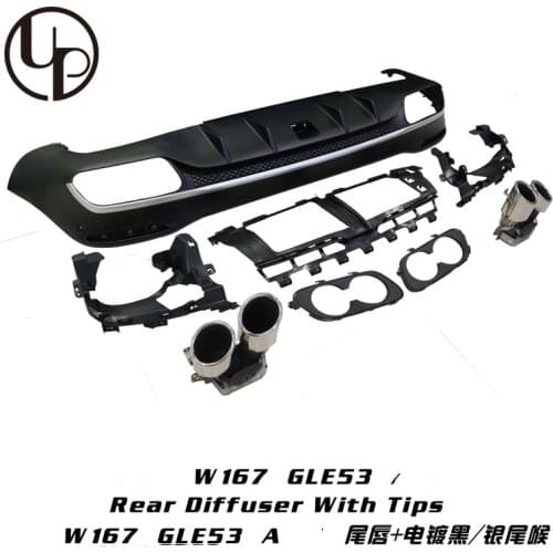 2020y GLE W167 rear diffuser GLE53 rear bumpers lip with exhaust tips W167 SUV REAR LIP