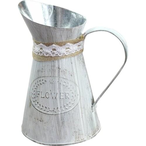 Retro Iron Vases Vintage Pitcher Vases Metal Rustic Farmhouse Decorative Garden Flower Holder suporte para vasos