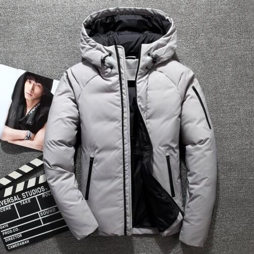 Winter New Mens White Duck Down Jacket Fashion Casual Windproof Cold Resistant Thick Hooded Coat Male Brand Clothes