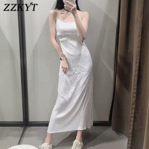 ZZKYT 2021 Women Summer Fashion White Hollow Out Midi Dress Vintage Square Collar Sleeveless Female Party Dresses Vestidos