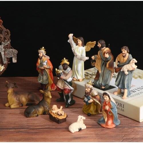 1Set Nativity Scene Set Christmas Baby Jesus Manger Church Catholic Decor Statue Home Decor