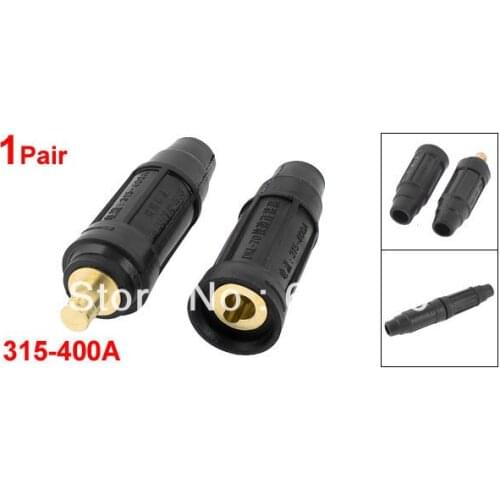 1 Pair Rubber Wire Plug 18mm 0.7" Inside Dia Cable Joint Welder Plugs Welding Connector Adapter Black Gold Tone