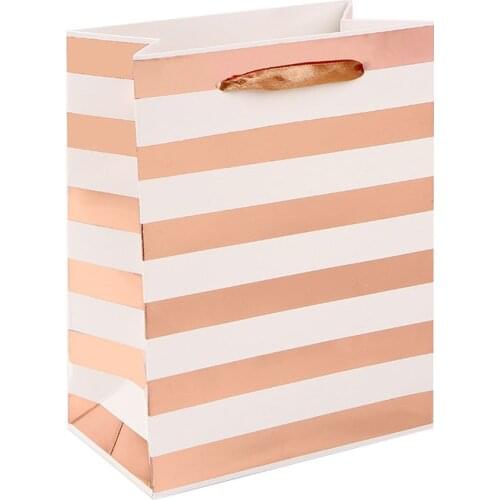 12Pcs Paper Stripe Gift Bag Packaging Candy Cookie Present Packing Favor Kraft Bonbonniere Wedding Party Goodie Bags For Sweets
