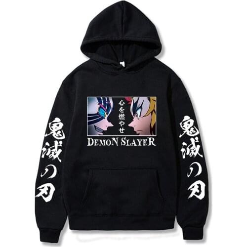 2021 Hot Sale Anime Costume Demon Slayer Rengoku Kyoujurou Akaza Printing Hoodie Harajuku Pullover Sweatshirt