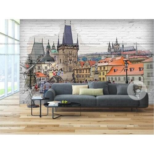 Custom photo 3d wallpaper Hand drawn sketch European cities living room home decor 3d wall murals wallpaper for walls 3 d