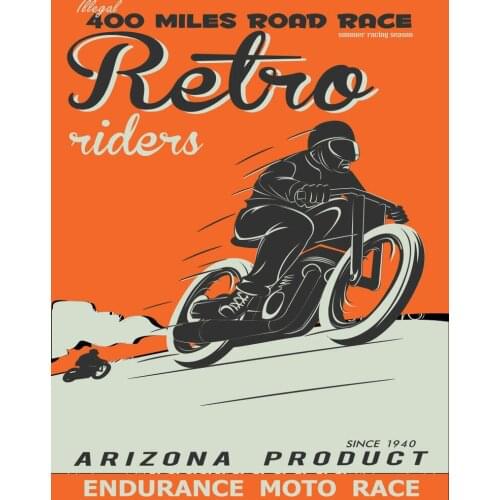 RETRO RIDERS LARGE METAL TIN SIGN POSTER WALL PLAQUE