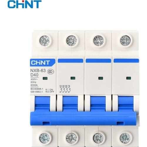 CHNT NXB-63 Miniature circuit breaker MCB 6kA type D 4P 380V 400 V 415V 1A 2A 3A 4A 6A 10A 16A 20A 25A 32A 40A 50A 63A