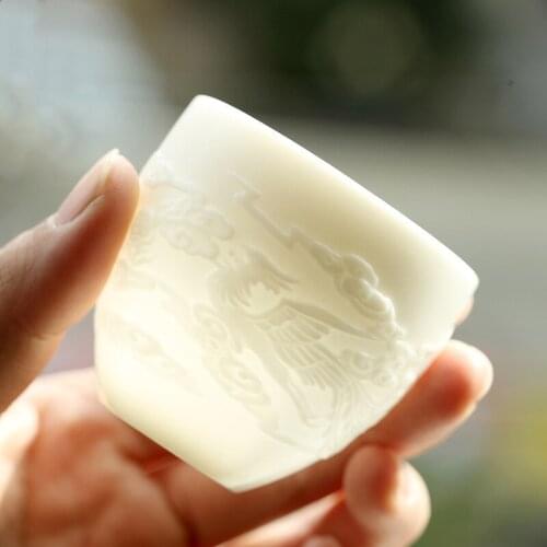 Dehua White Sheep Fat Jade Porcelain China Teacup Ceramic Master Single Kungfu Tea Cup Home Travel Mug Gifts