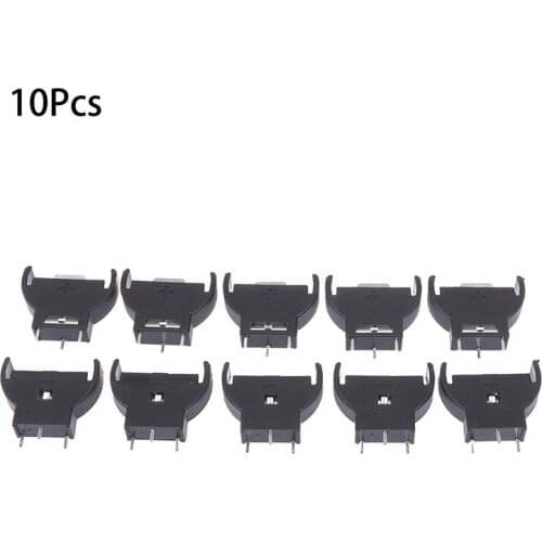 10Pcs Black Plastic 3 PINS CR2032 Half-Round Lithium Button Cell Coin Battery Box Holder Case CR 2032 Batteries Holder Socket