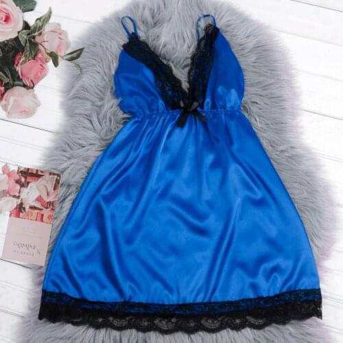 Women V-Neck Satin Sexy Stain Pajamas Bowknot Tops