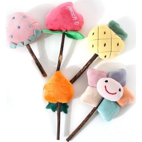 1pc Cat Catnip Toy Plush Bell Carrot Peach Flower Shape Kitten Chew Toy Bite Resistant Dog Training Toy Dog Accessories