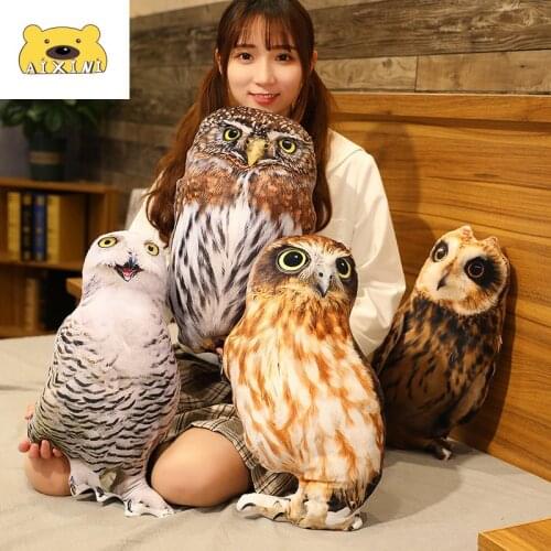 Simulation Owl Plush Toy Sleeping Pillows Soft Toy Stuffed Animals Eagle Cushion Sofa Decor Cartoon Bird Toys for Kids Girl Gift