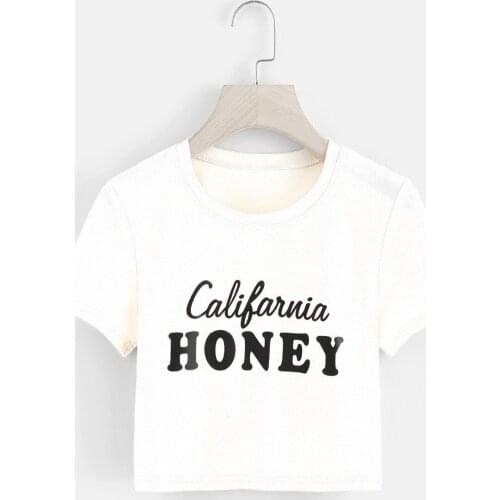 California HONEY t-shirt pastel aesthetic women fashion tees short slogan tops 90s girl crop tops camisetas tumblr goth t shirt