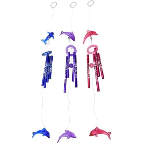 Dolphin Creative Crystal 4 Metal Tubes Windchime Wind Chime Home Decor
