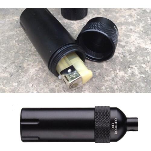 Outdoor Survival Metal Waterproof Tank Aluminum Seal Bottle Emergency First Aid Capsule Pill Container Keychain EDC Gear Tool