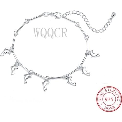 Minimalist Fashion Silver Mini Dolphin Anklet Female 925 Silver Jewelry Charm Bracelet New Female Gift