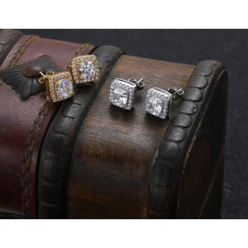 Fashion Hip Hop Bling Bling Brass Earrings Fashion stud earrings E034