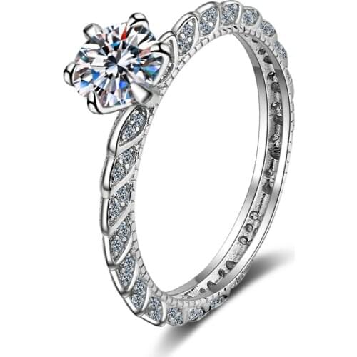 Moissanite Wisteria Ring 925 Sterling SilverPassed Diamond Test Excellent Perfect Cut 0.8 Ct Gem Ring Fashion Women Jewelry