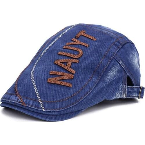Men Classic Denim Duckbill Peaked Ivy Cap Golf Driving Flat Cabbie Beret Hat Summer Winter Golf Newsboy Driving Cabbie Flat Cap